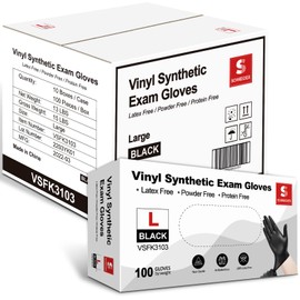 Schneider Large Black Vinyl Exam Gloves, Disposable, Latex-Free, 4mil, Plastic Gloves for Medical, Cooking, Cleaning, and Food Prep, 1000-ct Case