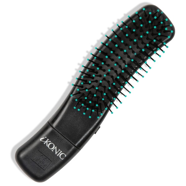 IKONIC 3-in-1 Vibrating Hair Growth Brush Scalp Massager Hair Regrowth & Detangling Brush – 2 Speeds Aid Headaches, Neck/Back Pain, Hair Loss Solution, Stimulate Circulation, Stress Relief, Black