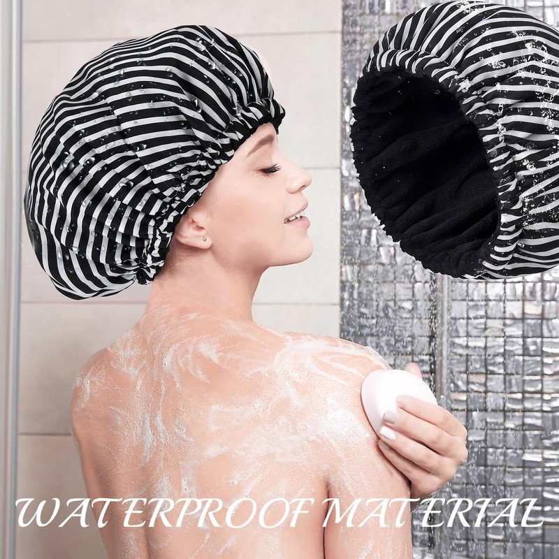 Shower Cap for Women Terry Lined Bath Cap Large Reusable