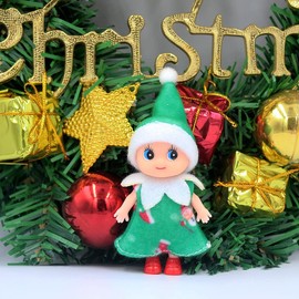Christmas Elf, Tiny Elf Doll, Christmas Elf Figures, Mini Elves, Santa Claus Little Helper with Movable Head and Feet, Little Elf Doll Toy for Boys Girls (Green)