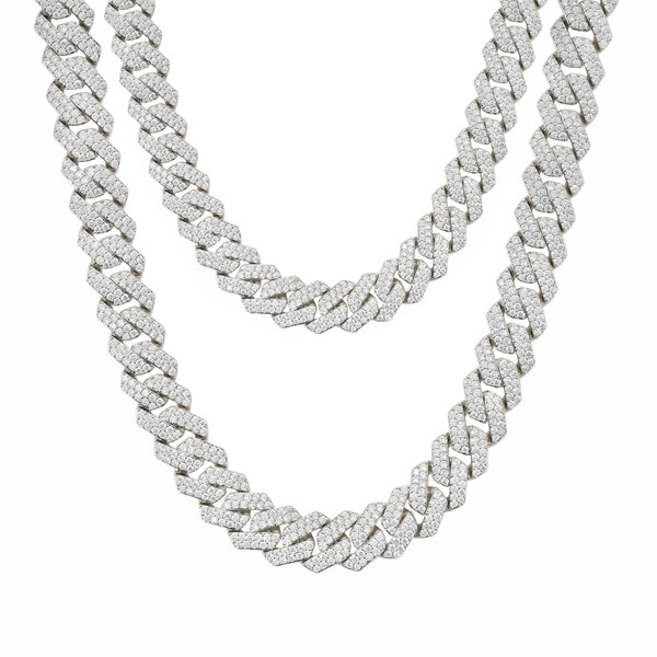 Lulu Mel Cuban Link Chain Mens Women Iced Out 14mm