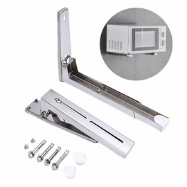 Aebor Stainless Steel Microwave Mount Bracket, Retrackable Foldable Microwave Oven Wall Mounted Stand Holder Rack Bracket for Home Kitchen Accessories, Stainless Steel