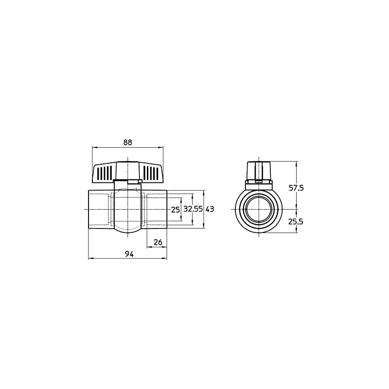 SANEI PVC Ball Valve Resin Irrigation Agriculture Nominal 25 VXH62-25-ZA