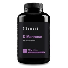 D-Mannose High Dose - 2000 mg Pure D Mannose per Daily Serving - 180 Capsules from Vegetable Origin - 100% Vegan, Optimal Dosage, No Unwanted Additives, From Plant Origin