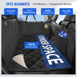 ROUWINNE Back Seat Extender for Dogs-with Removable Soft Blankets, Hard Bottom Dog Car Seat Cover for Back Seat, Sturdy Backseat Extender for Dogs, Waterproof Dog Hammock for Car, SUV
