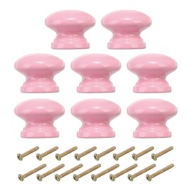 PATIKIL 1-3/8 Inch Cabinet Knobs, 8 Pcs Round Drawer Dresser Knobs Wood Handles Knobs Drawer Pulls with Screws for Kitchen Cupboard Furniture Door, Red