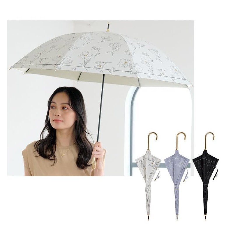 Wpc. 801-16015-102 Parasol Blackout Flower Drawing Mini Black Folding Umbrella,