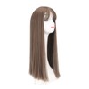 Women Light Brown Wig with Bangs Long Straight Synthetic Realistic