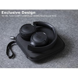 Ginsco Ultra-Slim Case Compatible with JBL Tune 510BT Bluetooth Headphones, with JBL Tune 520BT/670NC Live 460NC, Wireless On-Ear Headphones, Travel Carrying Headphone Case (Black)