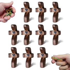 Orgcity Wooden Cross Fidget, Cross My Heart, Encouragement Gift, Black Walnut Comfort For Handheld, Relieve Anxiety For Youself, Family & Friends, Christian Easter Gifts For Children Men Women