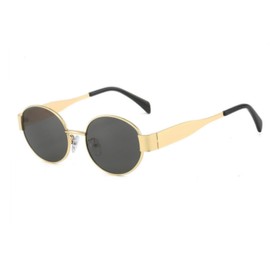 JBINNGROUSE Retro Oval Sunglasses Trendy Sun Glasses Classic Shades UV400 Protection for Women Men (Gold/Grey)