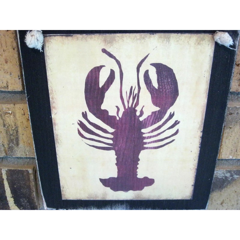 handmade Nautical Lobster Hanging Wall Sign Plaque Primitive Rustic Farmhouse