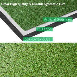 NINXANG Artificial Grass Rug 0.8 Inch Pile Height 7FTX15FT Indoor Outdoor Rug Fake Grass Carpet with Drainage Holes Green Synthetic Grass Turf Mat Turf Grass for Patio Deck Balcony Landscape Lawn