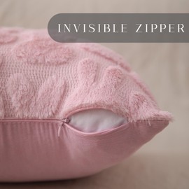 DFXSZ Easter Pillow Covers 20x20 inch Set of 2 Easter Decoration Pink Rabbit Soft Plush Faux Fur Jacquard Throw Pillows for Bedroom Sofa Holiday Festivals Home Decor FHJ-010B20