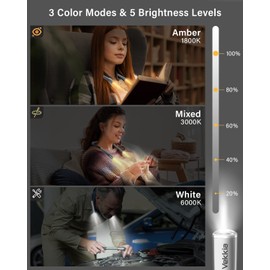 Vekkia LED Neck Reading Light Rechargeable, Book Light for Reading in Bed, 3 Colors & 5 Brightness Adjustable, Long Lasting. Great for Knitting, Camping & Repairing