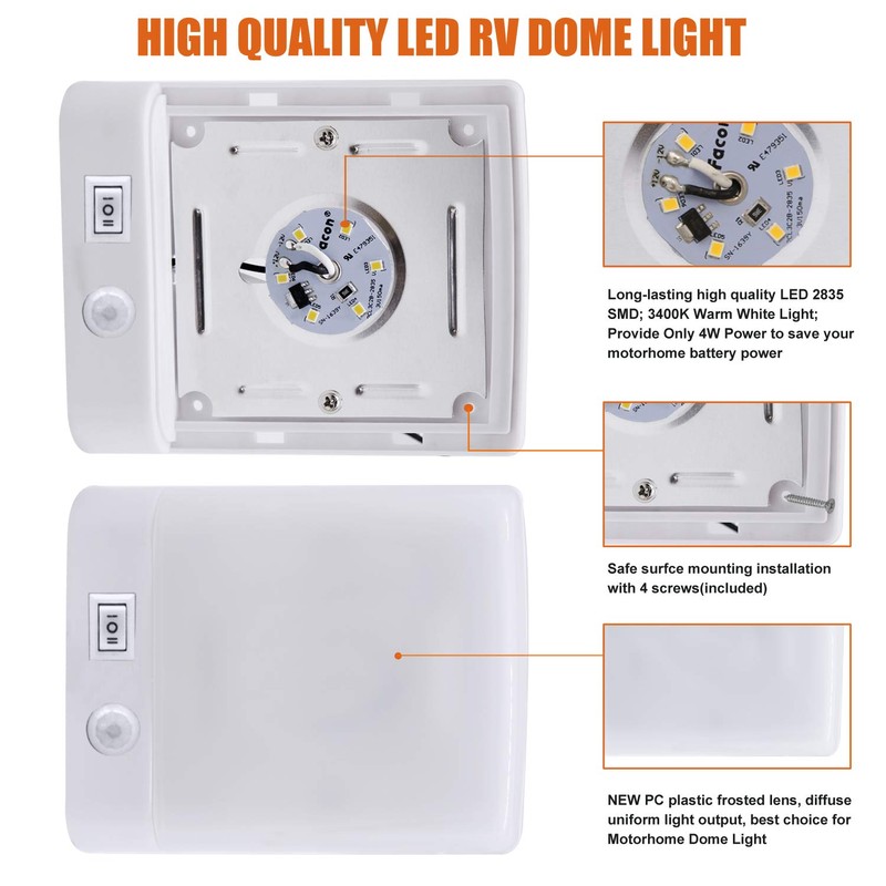 Facon LED 12V RV Puck Light Single Dome Cabinet Light,