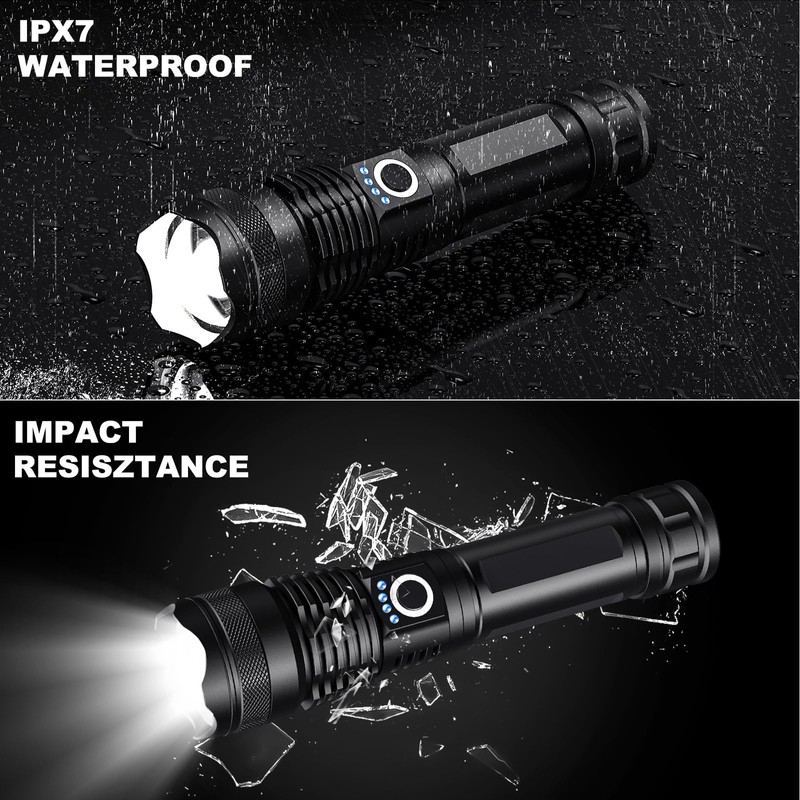 4 Pack Rechargeable LED Flashlights High Lumens, 990,000LM Super Bright