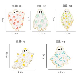 5 Pieces Cute Ghost Enamel Brooch Pin Coat Collar Badge Clothing Bag Accessory for Women Men Girls Boys