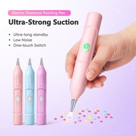 THXMADAM Electric Diamond Painting Pen Pro, Wireless Diamond Art Painting Pen with Vacuum Pump for Adults, Button Switch Control, USB-C Charging, Diamond Painting Accessories Tool (Pink)
