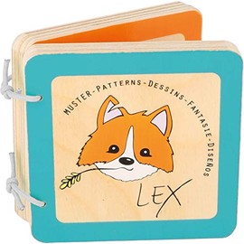 small foot 10863 Baby book "Lex" made of wood, teaches small children patterns, saliva resistant and safe, from 12 months