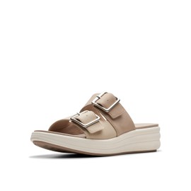 Clarks Women's Drift Buckle Slide Sandal, Sand Combi, 7.5