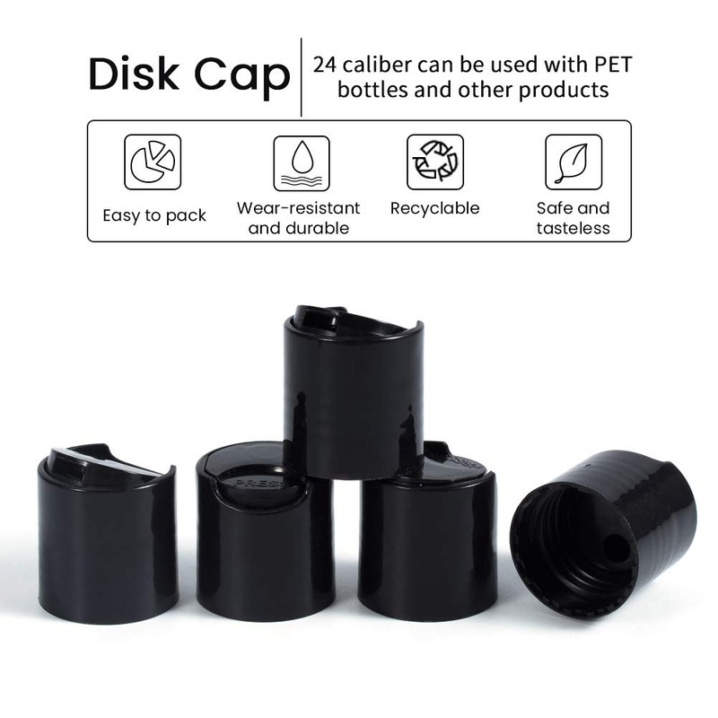 FINGERINSPIRE 50 Pack Press Disc Caps 24/410 Black Dispensing Press