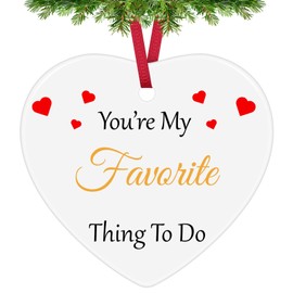 Funny Couple Christmas Ornaments Engagement Gifts for Couple Anniversary Wedding Gifts Boyfriend Girlfriend Naughty Gifts for Husband Wife Ceramic Ornament Valentines Decoration for Him and Her