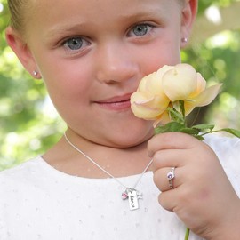Cherished Moments Girl's Sterling Silver "Dance" Necklace with Star Charm and Pink CZ Heart, 16-18 Adjustable Length