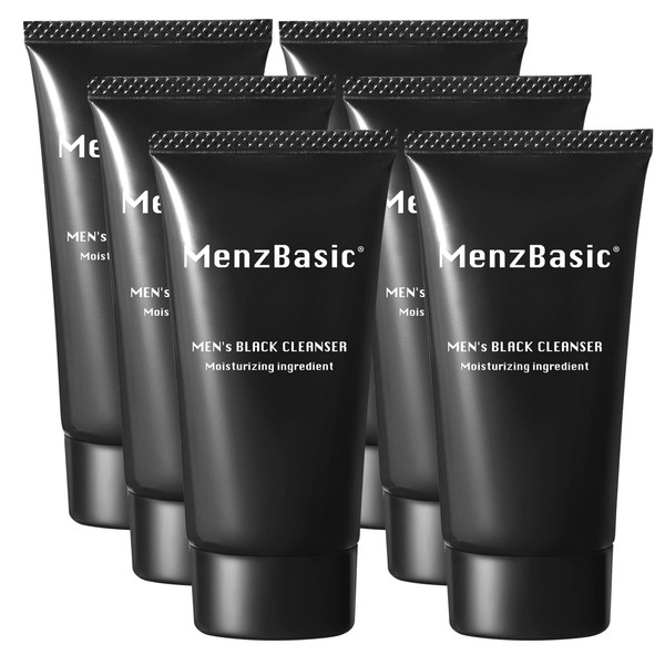 Men's Basic Black Cleanser, 3-Way Facial Cleanser, Skin Care, Beauty Pack, Charcoal Cleansing, 2.4 oz (70 g), Set of 6