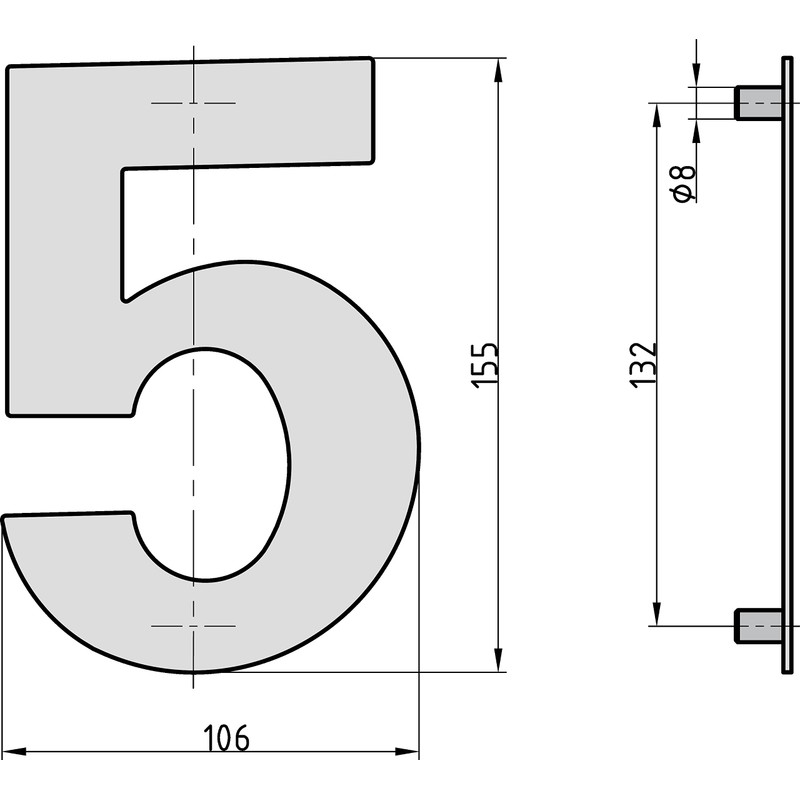 BASI House numbers made of steel in anthracite, numbers 0-9,
