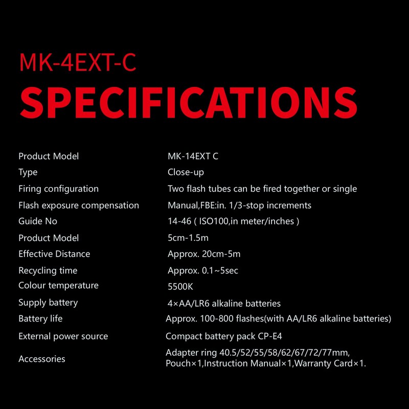 Meike MK-14EXT-C E-TTL Macro Ring Lite Flash with LED AF