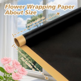 20PCS RAINFLOW Flower Wrapping Paper - Floral Bouquet Wrapping Paper Waterproof Florist Supplies Wedding Birthday Valentine'S Day Gift Flower Packaging Black Gold,22.8x22.8 Inch