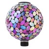 Alpine Corporation Outdoor Solar Powered Pink Glass Mosaic Gazing Globe