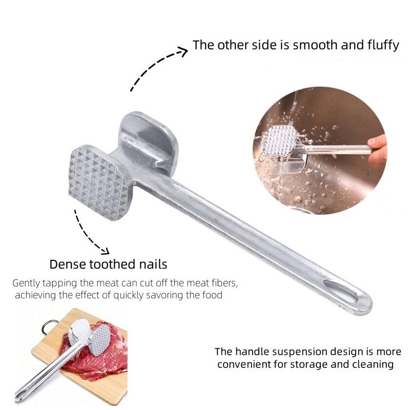Stainless Steel Meat Tenderizer Hammer – Heavy Duty Mallet Pounder