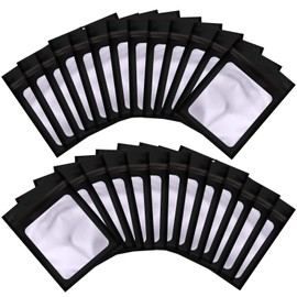 BQTQ 150 Foil Ziplock Bags Resealable Smell Proof Flat Metallic Bags for Party Favours Food Storage, Black, 9x12cm