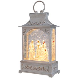 Vipush Christmas Snow Globe Lantern, 13 Inch Nativity Scene Christmas Glittering Snowing Globe Lantern USB Powered & Battery Operated Lighted for Christmas & Birthday