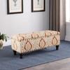 HomePop Large Storage Bench with Nailhead Trim -Orange and Cream