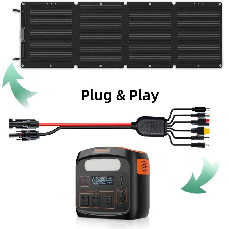 Leehitech 1M/3.28FT 6 in 1 Solar Panel Charging Cable, 16AWG