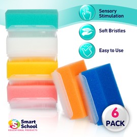 Smart School Educational Products Sensory Brush. Therapeutic Sensory Brushes for Classroom, OT. (Mixed Color- 6 Pack)