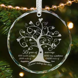 50th Wedding Anniversary Ornament 2024 Gifts for Couple 50 Years of Marriage Gift 50th Anniversary Decorations Crystal Engagement Christmas Ornaments