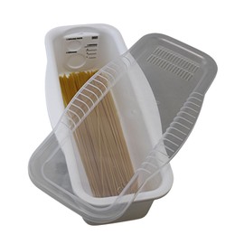 Dependable Industries Microwave Pasta Cooker with Built-in Portioning Tool - BPA-Free, Non-Stick Quick Meal Maker - Ideal for Efficient, Easy Pasta Preparation (White)