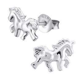 Laimons Children’s Stud Earrings, Girls' Jewellery, Unicorn, 925 Polished Sterling Silver