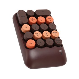 2.4GHz Wireless Numeric Keypad 18 Keys Retro Color Round Keycaps Mini Number Keyboard with USB Receiver for Laptop Coffee Color