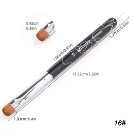 French Manicure Brush -Two Way Nail Art Brush with Dotting Manicure Tool for Manicure Cuticle Clean Up Nail Art Design- Professional Nail Salon Quality Brush, Nail Dotting Pen (16#, Black)