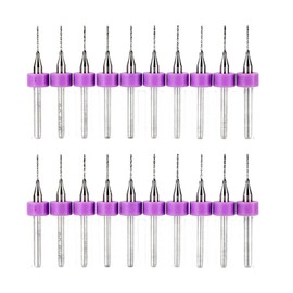 TA-VIGOR 20Pcs Micro Drill Bit 0.3mm, Purple PCB Drill Bits with 1/8 Inch Shank Tungsten Carbide Drilling Rotary Tool for Print Circuit Board Stone CNC Engraving