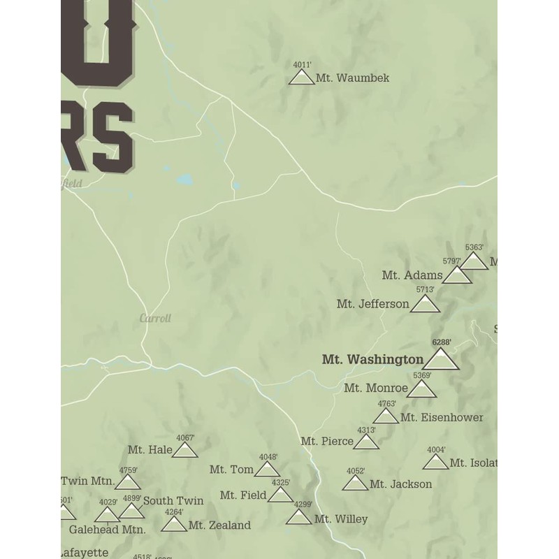 New Hampshire 4000 Footers Map 11x14 Print (Sage)
