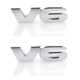Pack of 2 V6 Edition emblems, can be used for all vehicle doors, body luggage and other items (silver)