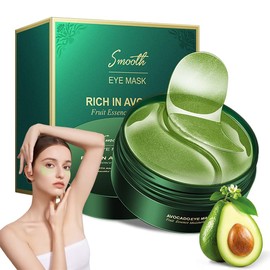 Eye Pads, Eye Pads Against Dark Circles, Anti-Ageing Eye Mask with Hyaluronic Acid, Avocado Essence Eye Patch Hydrogel, Wrinkles Removal, Eye Bags, Puffiness, for Moisturising, 60 Pieces