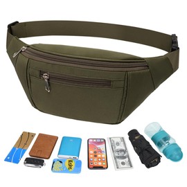 Bum Bag Waist Bag Sport Waterproof Belt Bag Women Men Sports Bag Outdoor Travel Hiking Running Jogging Dog Training, olive, outdoor sports