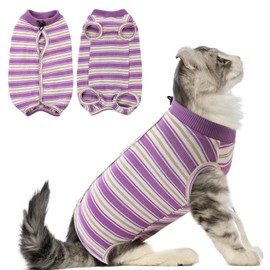 CITÉTOILE Cat Bodysuit After Surgery, Post-Operative Cat Clothes for Abdominal Wounds, Recovery Suit Clothing After Surgery, E-Collar Alternative for Cats Dogs, Purple, XS